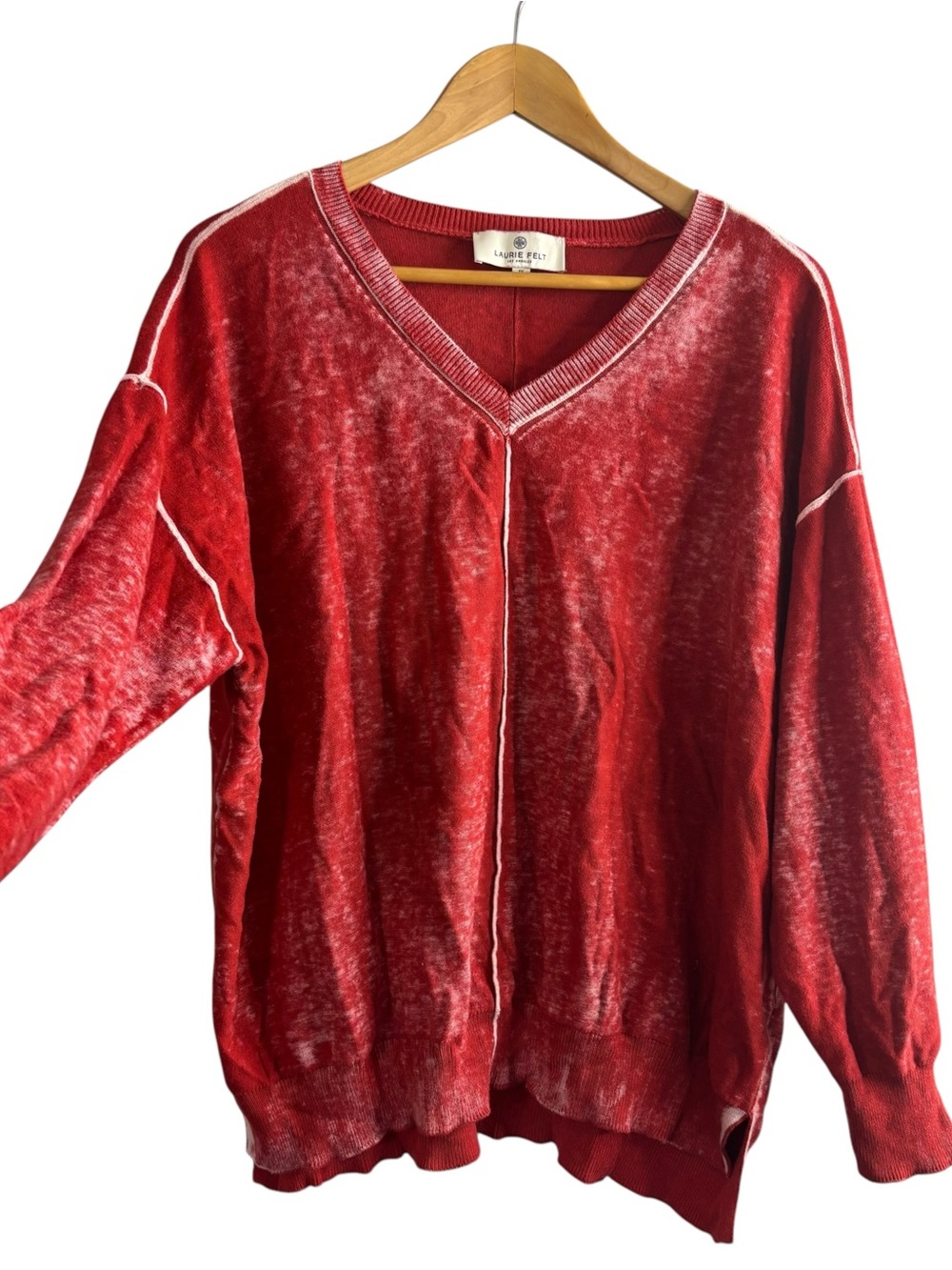 Laurie Felt Top Acid Wash Drop Shoulder knit Sweater cotton blend women’s 1X